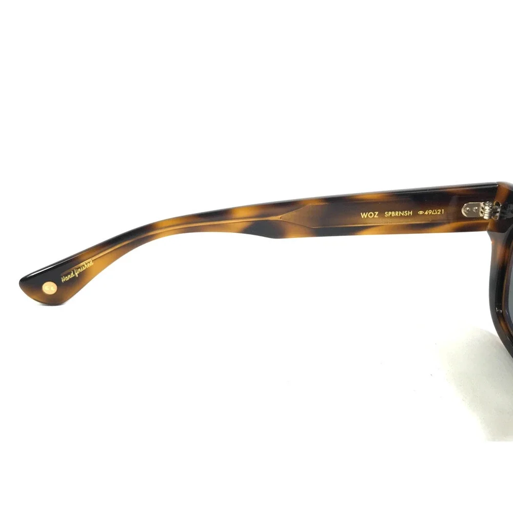 Garrett Leight Sunglasses WOZ SPBRNSH Shiny Tortoise Frames with Gray Lenses